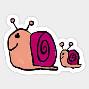 Kids Snail Family Drawing Sticker